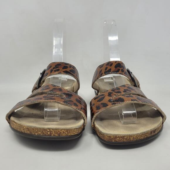 Mephisto Sandals Womens EU37 US7 Leopard Print Leather Slip On Comfort Walking - Picture 3 of 13